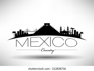 Mexico Skyline with Typography Design