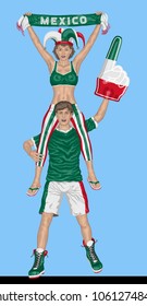 Mexico Soccer Fan. All the objects are in different layers and the text types do not need any font. 