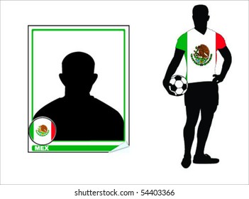 mexico soccer player and sticker vector
