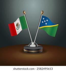 Mexico and Solomon Islands table flags relation with gradient backgrund