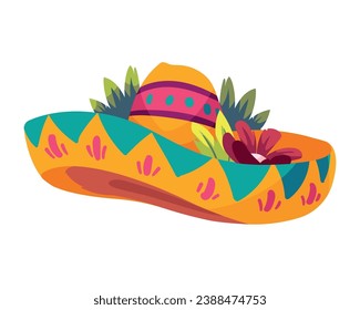 mexico sombrero with flowers illustration