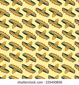 Mexico sombrero vector seamless pattern illustration