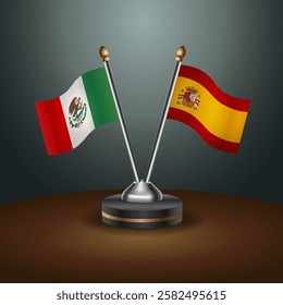 Mexico and Spain table flags relation with gradient backgrund