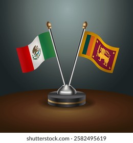 Mexico and Sri Lanka table flags relation with gradient backgrund