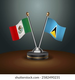 Mexico and ST. Lucia table flags relation with gradient backgrund