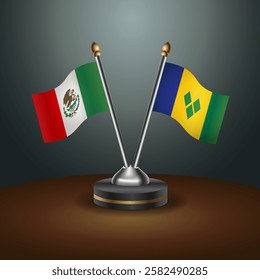 Mexico and ST. Vincent Grenadines table flags relation with gradient backgrund