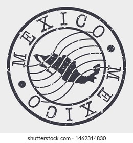 Mexico Stamp Postal. Map Silhouette Seal. Passport Round Design. Vector Icon. Design Retro Travel.