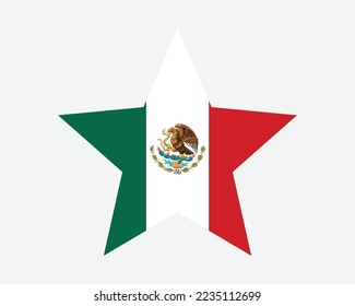 Mexico Star Flag. Mexican Star Shape Flag. Mexicanos Country National Banner Icon Symbol Vector Flat Artwork Graphic Illustration