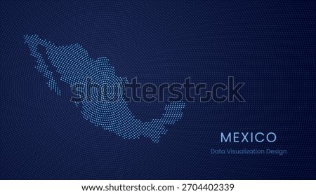 Mexico stylized dotted map in modern circular data tech visualization concept.