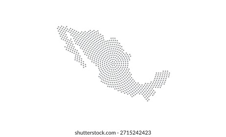 México Mapa de puntos de semitono estilizado con patrón circular concéntrico