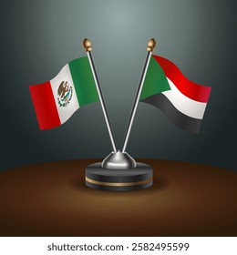 Mexico and Sudan table flags relation with gradient backgrund