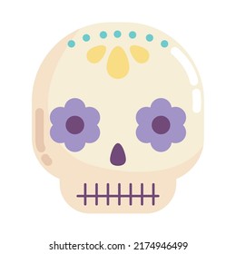 Mexico Sugar Skull Icon Flat Isolated