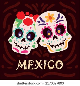 mexico sugar skulls decoration banner