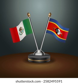 Mexico and Swaziland table flags relation with gradient backgrund