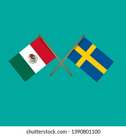 Mexico and Sweden crossed flags.Language learning or travel concept 
