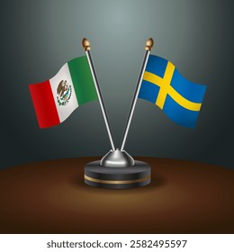 Mexico and Sweden table flags relation with gradient backgrund