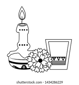Mexico tequila shot with lemon and candle celebrations cartoons vector illustration graphic design