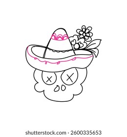 mexico themed element doodle vector illustration, line brush. Element, hand lettering. Vector hand doodle
