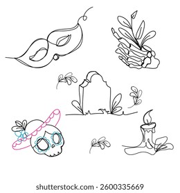 mexico themed element doodle vector illustration, line brush. Element, hand lettering. Vector hand doodle