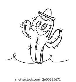 mexico themed element doodle vector illustration, line brush. Element, hand lettering. Vector hand doodle