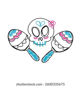 mexico themed element doodle vector illustration, line brush. Element, hand lettering. Vector hand doodle