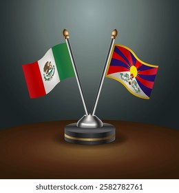 Mexico and Tibet table flags relation with gradient backgrund