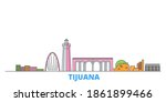 Mexico, Tijuana line cityscape, flat vector. Travel city landmark, oultine illustration, line world icons