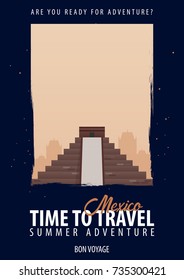 Mexico. Time to Travel. Journey, trip and vacation. Vector travel illustration