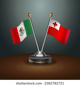 Mexico and Tonga table flags relation with gradient backgrund