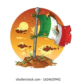 mexico torn flag. freedom flag. vector illustration cartoon style