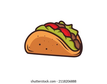 Mexico Traditional Food Tacos. Tacos Vector Design Illustration. 