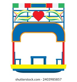 mexico trajineras colorful illustration vector isolated