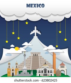 Mexico travel background Landmark Global Travel And Journey Infographic Vector Design Template. illustration