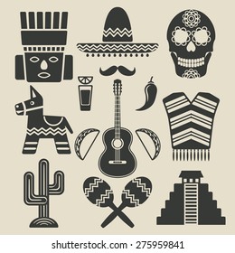 Mexico travel icons set. vector illustration - eps 8