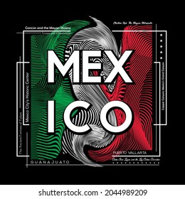 Mexico t-shirt and poster graphic design in abstract style. Vector illustration