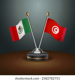 Mexico and Tunisia table flags relation with gradient backgrund