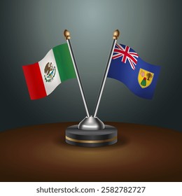 Mexico and Turk and Caicos table flags relation with gradient backgrund