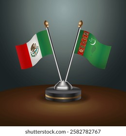 Mexico and Turkmenistan table flags relation with gradient backgrund