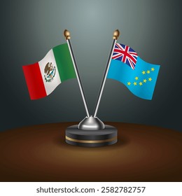 Mexico and Tuvalu table flags relation with gradient backgrund