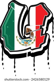 Mexico U Hand Lettering Graffiti vector template