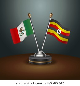 Mexico and Uganda table flags relation with gradient backgrund