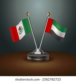 Mexico and United Arab Emirates table flags relation with gradient backgrund