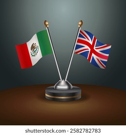 Mexico and United Kingdom table flags relation with gradient backgrund