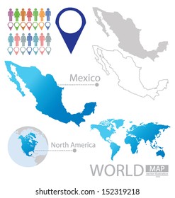 Mexico. United Mexican States. North america. World Map. vector Illustration.