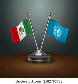 Mexico and United Nations table flags relation with gradient backgrund