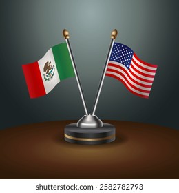 Mexico and United States table flags relation with gradient backgrund