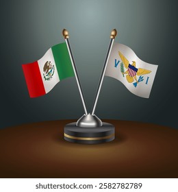 Mexico and Us Virgin Islands table flags relation with gradient backgrund