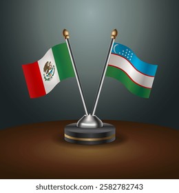 Mexico and Uzbekistan table flags relation with gradient backgrund