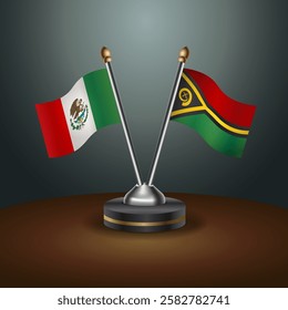 Mexico and Vanuatu table flags relation with gradient backgrund