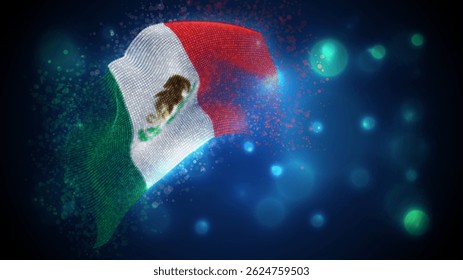 Mexico, vector 3d flag with lighting and flares